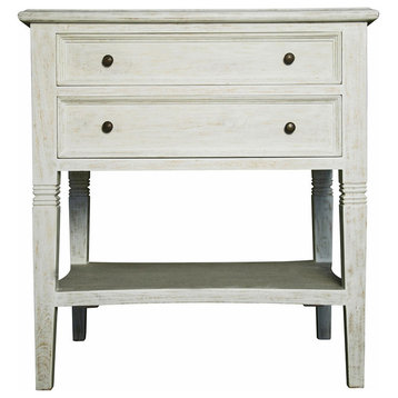 Oxford 2-Drawer Side Table, White Wash