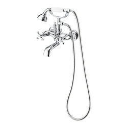 Kado Classic Wall Mounted Telephone Bath Shower Set Chrome WELS 3 Star/9 ltr/min - Bathroom Taps and Shower Heads