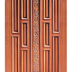 Single Door, Center Hand Carved Panel in Mahogany - Front Doors