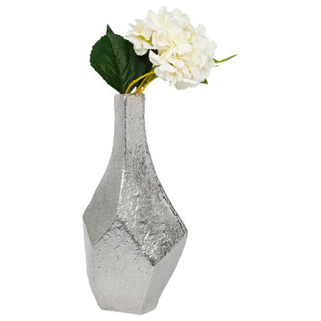 Silver Dimensional Centerpiece Vase, Raw Finish