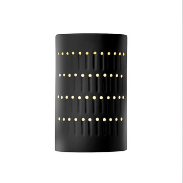 Ambiance Small Cactus Cylinder Wall Sconce, Open, Black, Matte White, E26