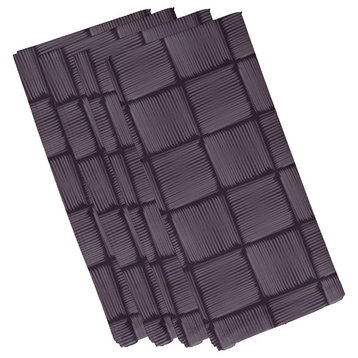 Basketweave Geometric Print Napkin, Purple, Set of 4