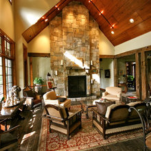RUSTIC FIREPLACE/ Beams etc