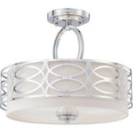 Nuvo Lighting - Nuvo Lighting 60/4629 Harlow - Three Light Semi-Flush Mount - Shade Included.Harlow Three Light Semi-Flush Mount Polished Nickel Slate Gray Fabric Shade *UL Approved: YES *Energy Star Qualified: n/a  *ADA Certified: n/a  *Number of Lights: Lamp: 3-*Wattage:60w A19 Medium Base bulb(s) *Bulb Included:No *Bulb Type:A19 Medium Base *Finish Type:Polished Nickel
