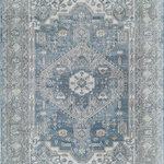 Rugs America - Rugs America Milford MD55B Transitional Vintage Westminster Rain Rugs, 8'x10' - The timeless allure of a traditionally ornate area rug is reimagined in our stunning Westminster Rain rug featuring classic motif designs complemented by flawless linework and a muted coloration, giving it the look of a priceless heirloom. The tonal blue background is accented by smoky grays and pops of taupe to offer depth and dimension, while its symmetrical pattern provides overall cohesion and structure to the piece. Artistically designed, this rug is incredibly soft and durable, making it a wonderful choice for any room in the house.Features