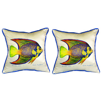 Pair of Betsy Drake Queen Angelfish Small Pillows 12 Inch X 12 Inch