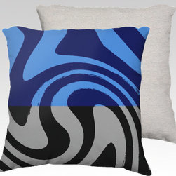 TOROSIETE Throw Pillow Cover - Giro Black/Blue with White Back - Products