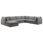 Meridian Furniture - Mackenzie Linen Textured Fabric 7-Piece Modular U-Shaped Sectional, Grey - Mix and match the pieces from the Mackenzie series to create a beautiful seating group that's perfect for the whole gang. These exceptionally crafted sofas, sectionals, and other components are meant to be put together into an infinite number of configurations based on your particular needs and space requirements. Each is upholstered from top to bottom in soft durable linen textured in your choice of colors. Attach the pieces of your choice easily thanks to the included attachment latches.