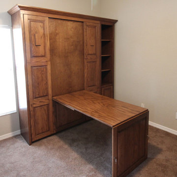 Traditional Raised Panel Murphy Wall, Hidden Panel Desk, Side Cabinet