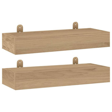 vidaXL Wall Shelves Storage Floating Shelf for Living Room 2 Pcs Solid Wood Teak