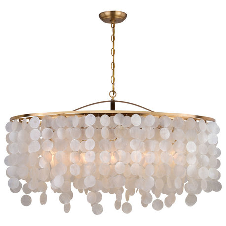 Vaxcel Lighting H0282 Elsa 36"W 5 Light Linear Capiz Shell - Natural Brass