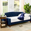 Lucy Upholstered Button Tufted Sofa Bed, Navy Blue Velvet