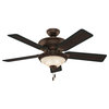 52" Ceiling Fan With 5 Aged Barnwood/Cherried Walnut Blades and Light