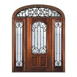 Pre-hung Side lights-Transom Door 80 Wood Mahogany Valencia - Front Doors