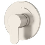 Symmons Industries - Identity Single Handle Shower Valve Trim, Satin Nickel - This Symmons Identity shower trim kit includes an escutcheon, shower lever handle, and the necessary installation hardware so you can update your bathroom without replacing your valve. With an ADA compliant single lever handle, the escutcheon features hot and cold indicators to ensure custom temperature setting and ease of use. With distinct contours and a budget conscious price, the Symmons Identity Single Handle Wall Mounted Shower Trim is a modern addition to any bathroom. Like all Symmons products, this Identity trim kit is backed by a limited lifetime consumer warranty and 10 year commercial warranty.