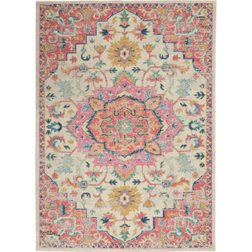 Nourison Passion 5'3" x 7'3" Ivory Pink Bohemian Indoor Area Rug