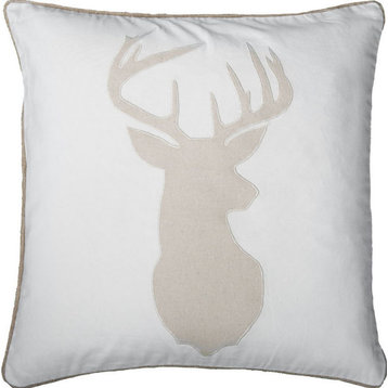 Deer Pillow - Cream, Polyester, 20"x20"