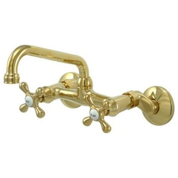 KS213PB Magellan 6" Adjustable Center Wall Mount Kitchen Faucet, Polished Brass