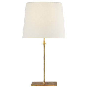 Dauphine Table Lamp in Gilded Iron with Linen Shade