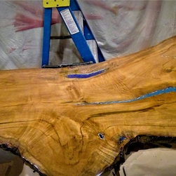 Epoxy River Table - Natural Edge Maple Slab - 3D Color - Furniture
