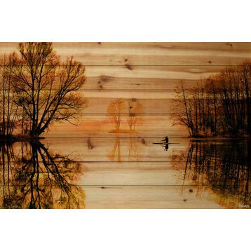 "Glass Lake" Print on Natural Pine Wood, 45"x30"