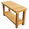 30" Outdoor Teak Patio Busselton Shower Bench With Bottom Shelf, Extra Large