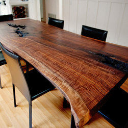 Live Edge Claro Walnut Slab Dining Table - Dining Tables