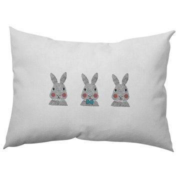 Bunny Triplets Easter Decorative Lumbar Pillow, Explorer Blue, 14x20"