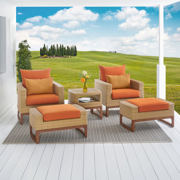 Milea™ 5pc Club Chair & Ottoman Set - Tikka Orange