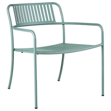 Patio Slatted Lounge Arm Chair Outdoor, Sea Mist, Matte Fine Texture, Set of 2