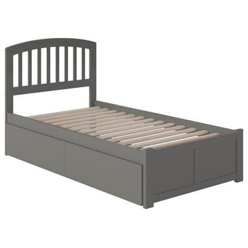 Bowery Hill Modern Solid Wood Twin XL Platform Bed with Storage in Gray