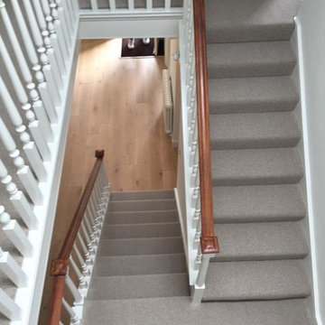 Grey Carpet Installation to Stairs