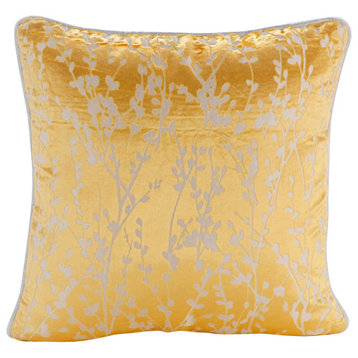 Mimosa Yellow Chair Cushions burnout Velvet 20"x20", Mimosa Yellow Drops