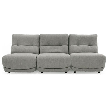 Divani Casa Basil Modern Grey Fabric Small Sofa With 3 Electric Recliners