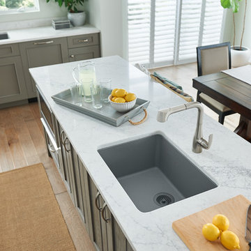 Quartz Classic Single Bowl Undermount Sink, Greystone