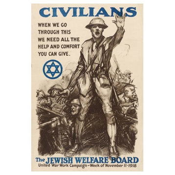 "Civilians - The Jewish Welfare Board, 1918" Paper Art, 14"x20"