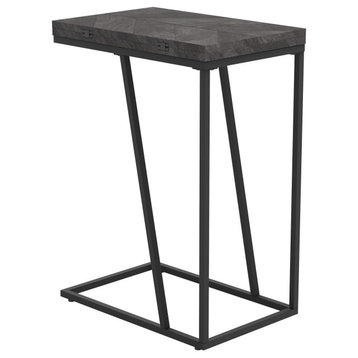 Expandable Rectangular Accent Table, Rustic Gray and Sandy Black