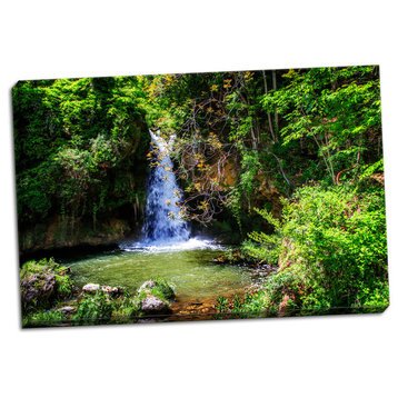 Fine Art Photograph, Deep Woods Waterfall II, Hand-Stretched Canvas