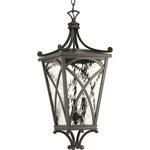 Progress Lighting - Cadence 3-Light Hanging Lantern, 10" - The Cadence lantern collection showcases classic styling. Clear water glass panels showcase traditional lighted clusters. Mediterranean-style frame is finished in Oil Rubbed Bronze.