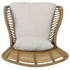 Crystal Outdoor Wicker Club Chairs With Cushions, Set of 2, Light Brown/Beige