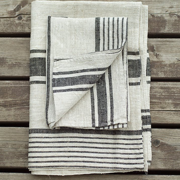 Bath Towel Linen Prewashed Provance, Black Natural, 65x130cm