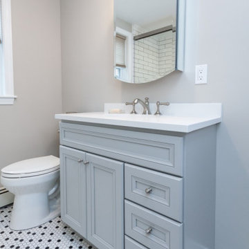 Classic Gray Vanity Bathroom with Hex Tile Floor – Middleton MA