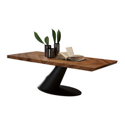 YumanMod - TAURUS Rectangular Dining Table, Coated Metal Base, Natural Ancient Oakwood Top - Dining Tables