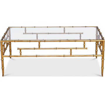 Faux Bamboo Metal Coffee Table - Gold