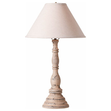 Irvins Country Tinware Davenport Wood Table Lamp in Hartford Buttermilk with Fa