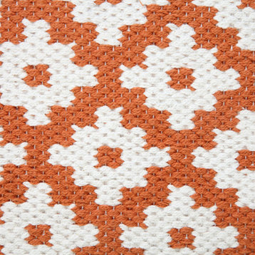 Modern Swiss Sun Woven Geometric Throw Pillow, Orange/White