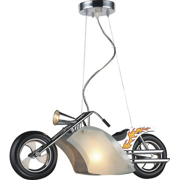 Motorcycle Light Fixture With White Frosted Glass