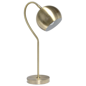 Lalia Home Metal Curved Table Lamp in Antique Brass with Brass Shade