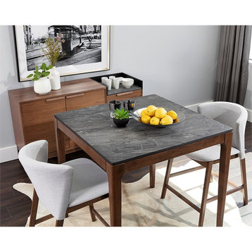 Brant House Jaxton Wood Counter Table Set with 2 Hadley Counter Stools in Gray