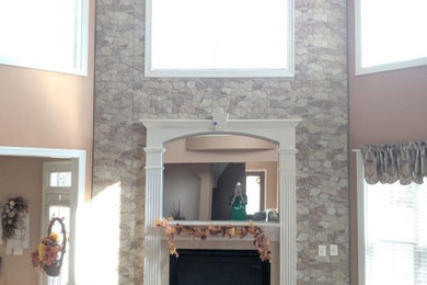 New Tile, Painting and Stonework Around the Fireplace